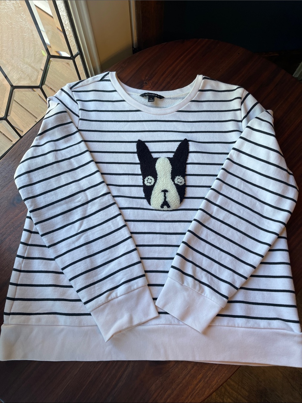 Banana Republic Striped French Bulldog Crewneck